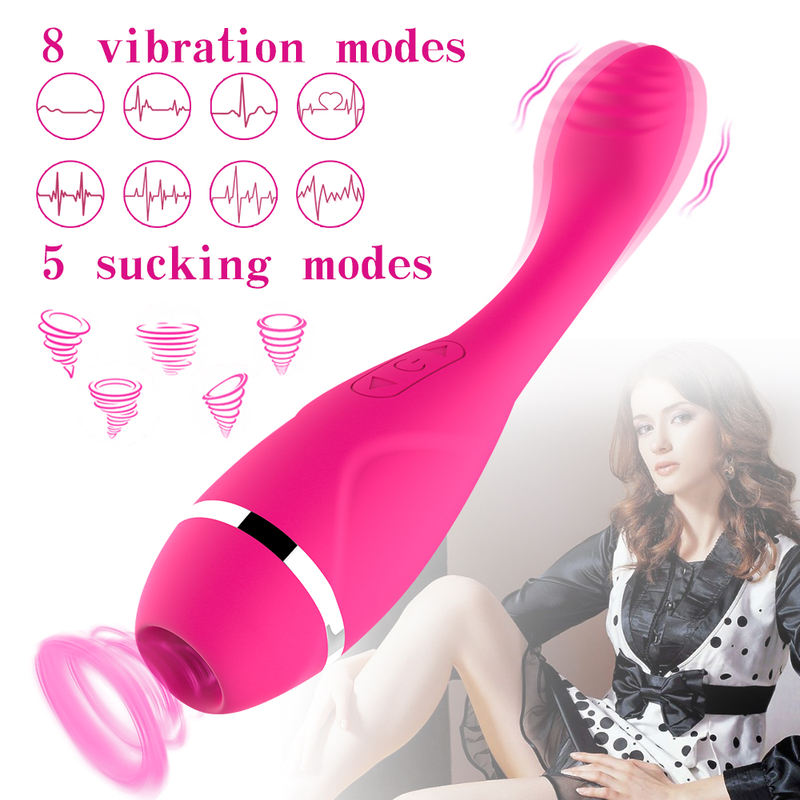 8 Vibration Modes 5 Sucking Modes Vibrating G-spot Vibrator Stick