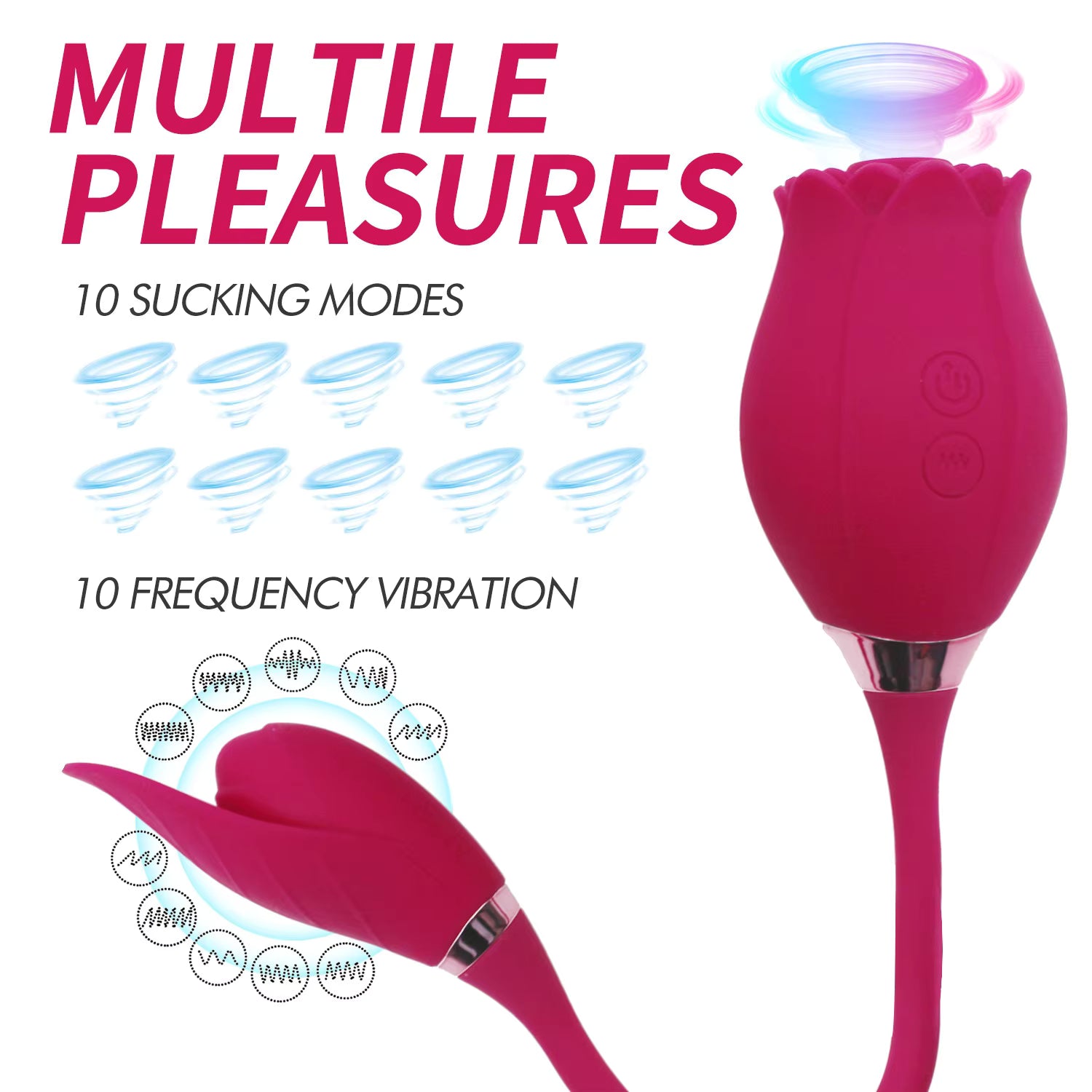 Double Head Use Rose Flower Shape Clitoral Sucking Vibrator Sex Toys