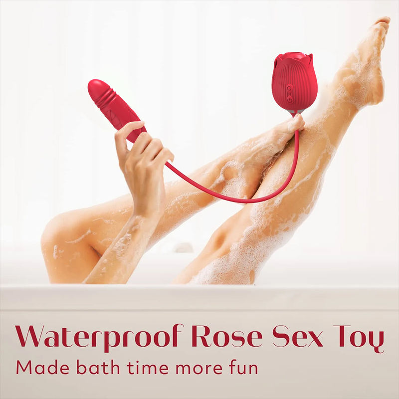 Waterproof Silicone Clitoral Sucking Vibrator Rose Sex Toys for Woman