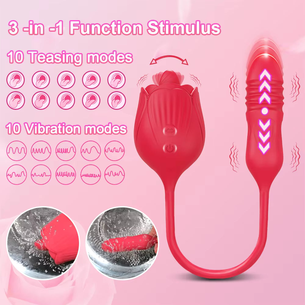 2 in 1 Rosa Vibrator Stimulator Rosa Vibrator for Women