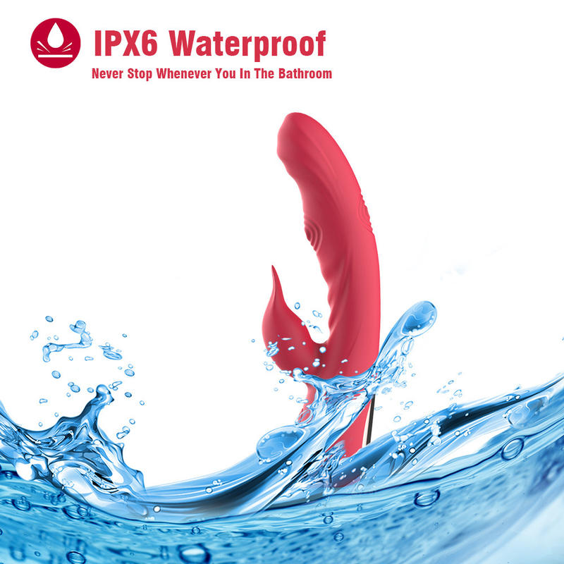 Female 3 in 1 Rabbit Silicone Vibrator Double Tap G-pot Vibrator