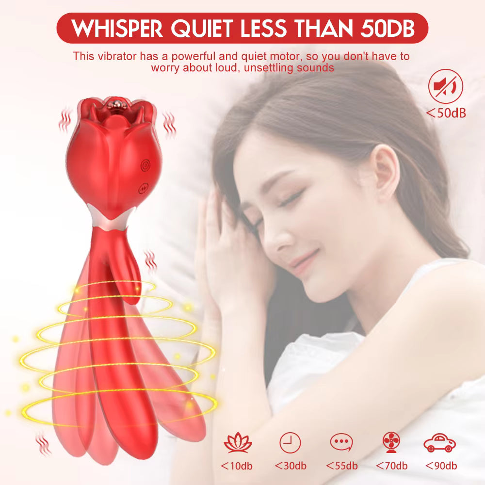 Adult Women Red Rose Shaped Sex Toy Pink Flower Vibrator