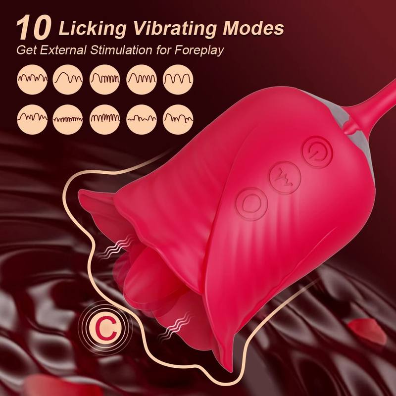 Female Masturbation Vibrator Telescopic Masturbator Tongue Licking Erotic Toys
