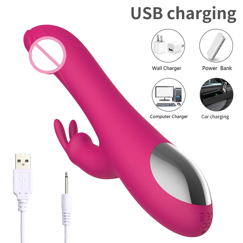 Rechargeable Double G-spot Rabbit Vibrating Vibrator Female Sex Toys