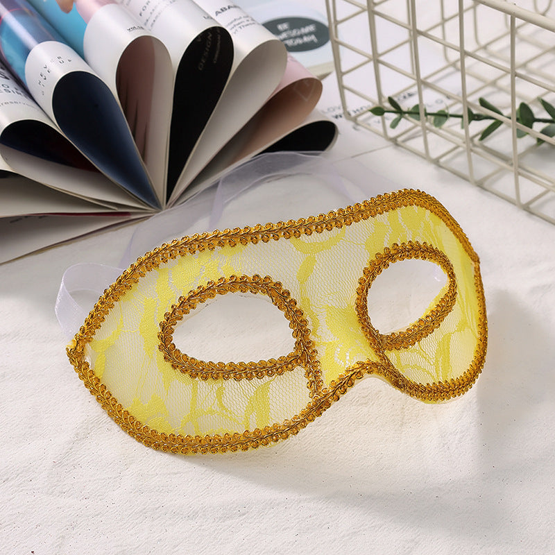 Simple Hollow Lace Half Face Solid Color Stereotyped Sexy Halloween Mask
