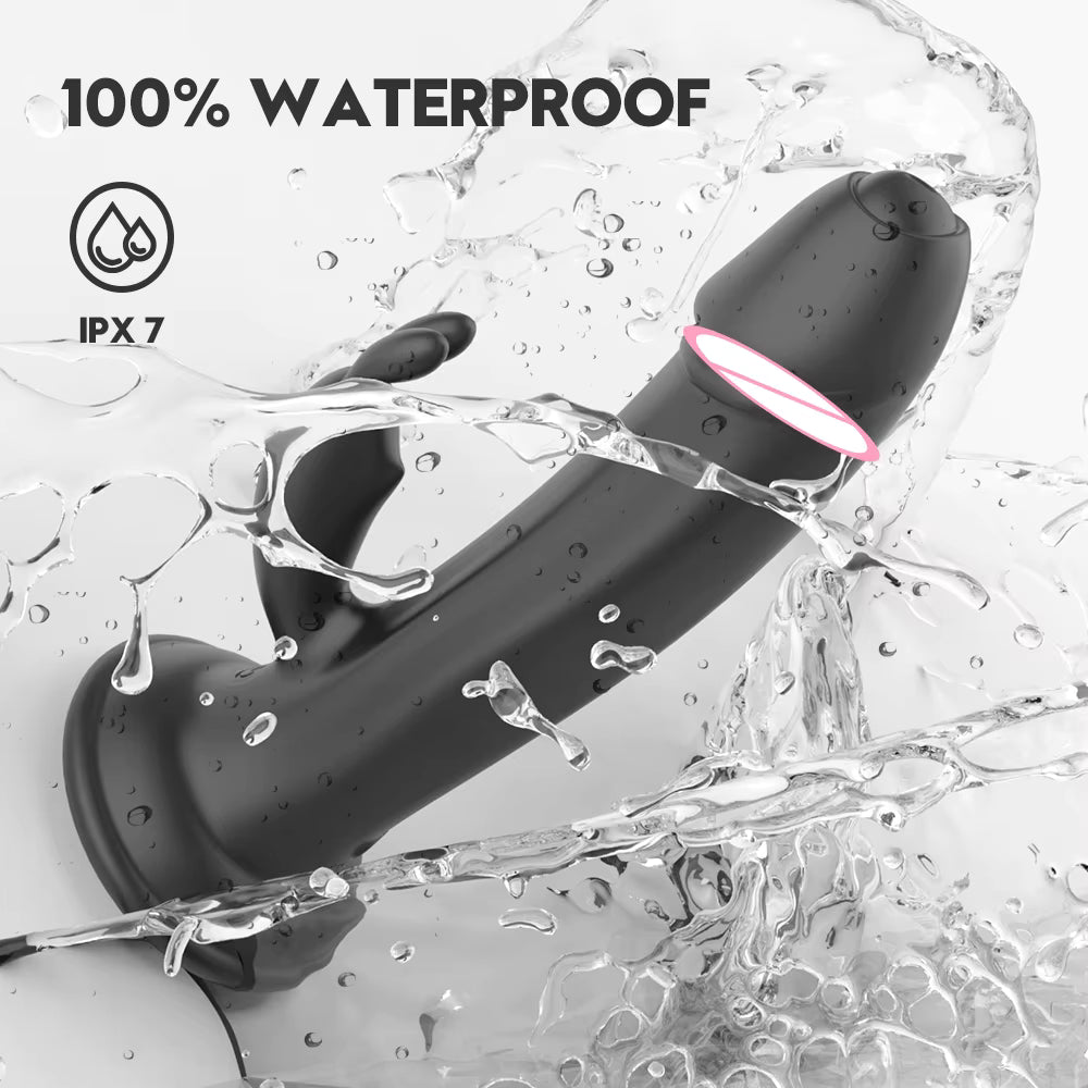 Rabbit Vibrator Thrusting G Spot Stimulation Massager with Suction Cup Waterproof in Bathroom