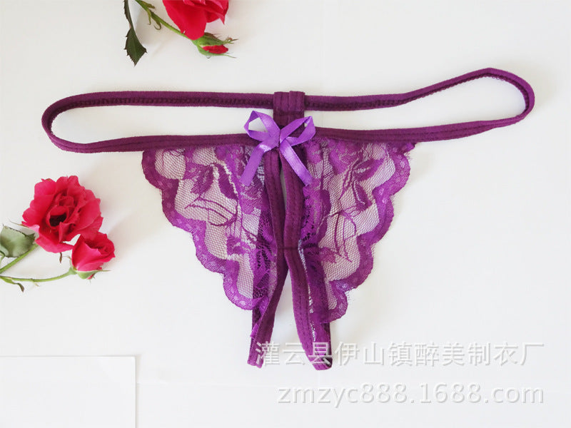 Women Fashion Sexy Lace Bowknot Thong