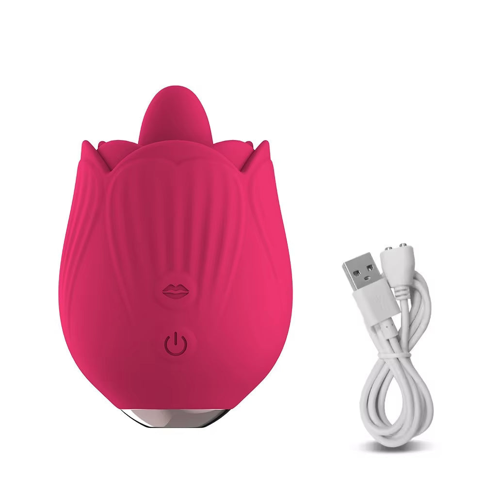 Womens Massage Clitoral Double Tongue Rose Vibrator