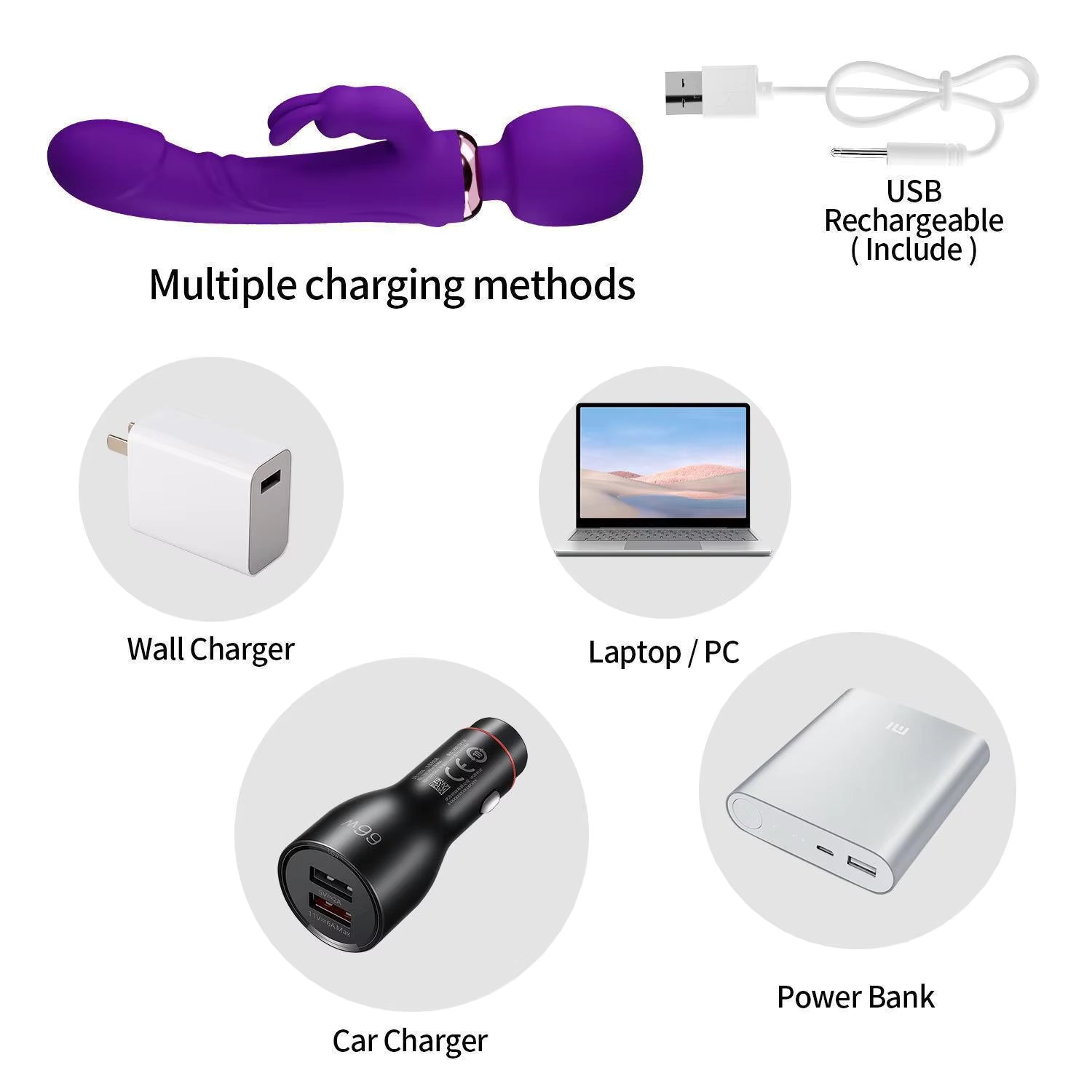 10 Vibrations 2 Motors Double Headed Vibrator Dildo G-Spot Rabbit Vibrator Wand