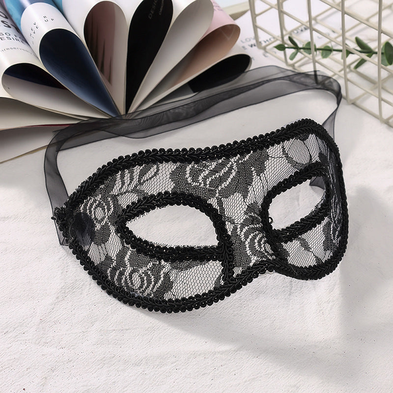 Simple Hollow Lace Half Face Solid Color Stereotyped Sexy Halloween Mask