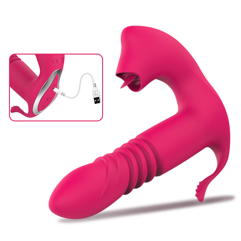 Licking &Thrusting Strap-on Dildo Vibrator