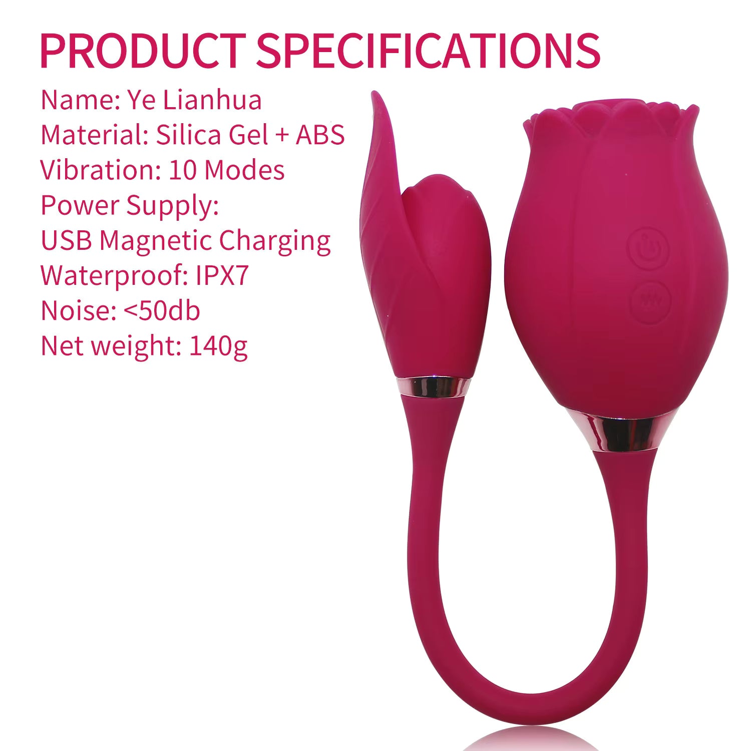 Double Head Use Rose Flower Shape Clitoral Sucking Vibrator Sex Toys