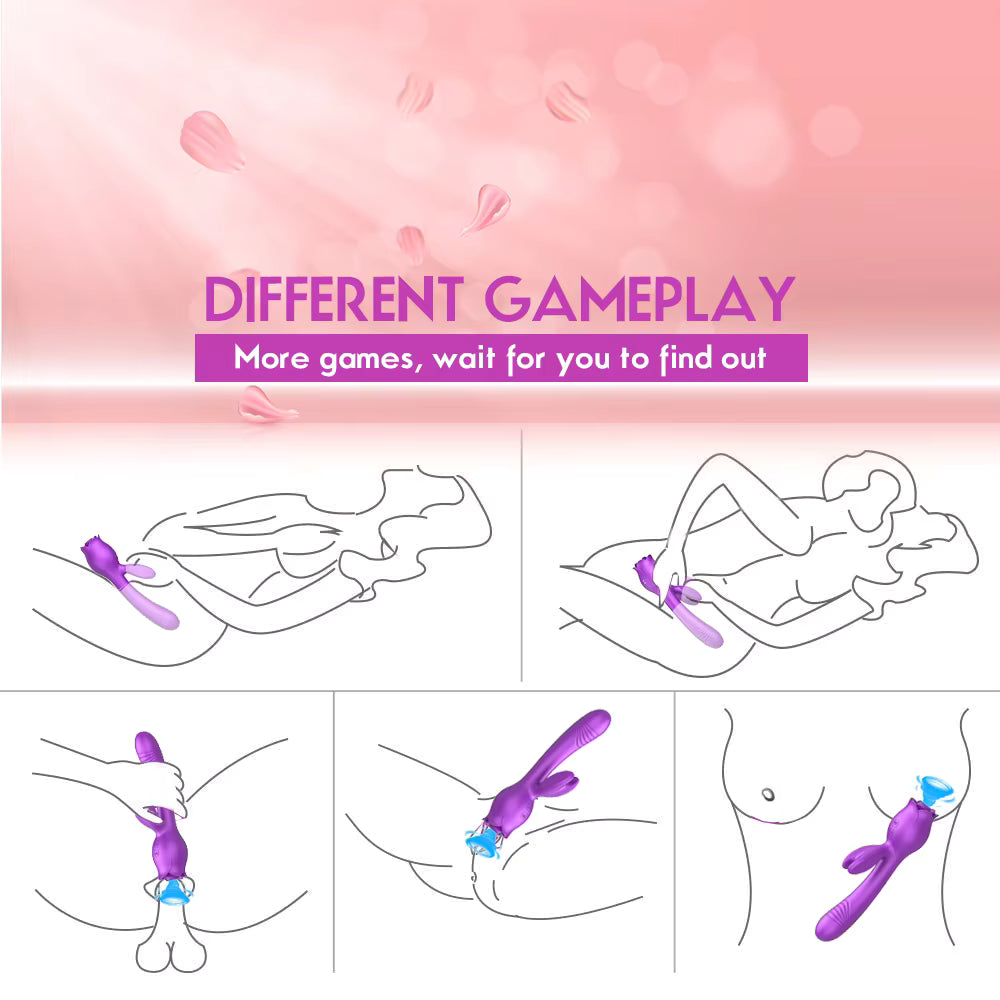 G-Spot Vaginal Clit Stimulator Rose Wand Rabbit Vibrator Women Sex Toys