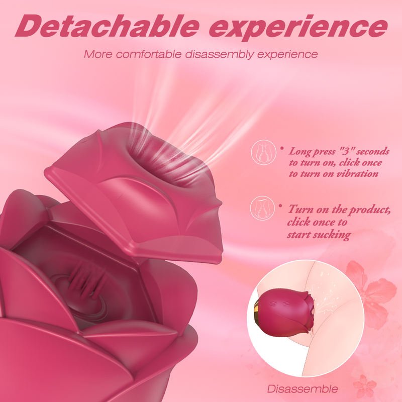 9 Sucking Vibrating Nipples Clit Massager Vagina Silicone Breast Sex Toy Rose Vibrator - Lovetoys wholesales shop