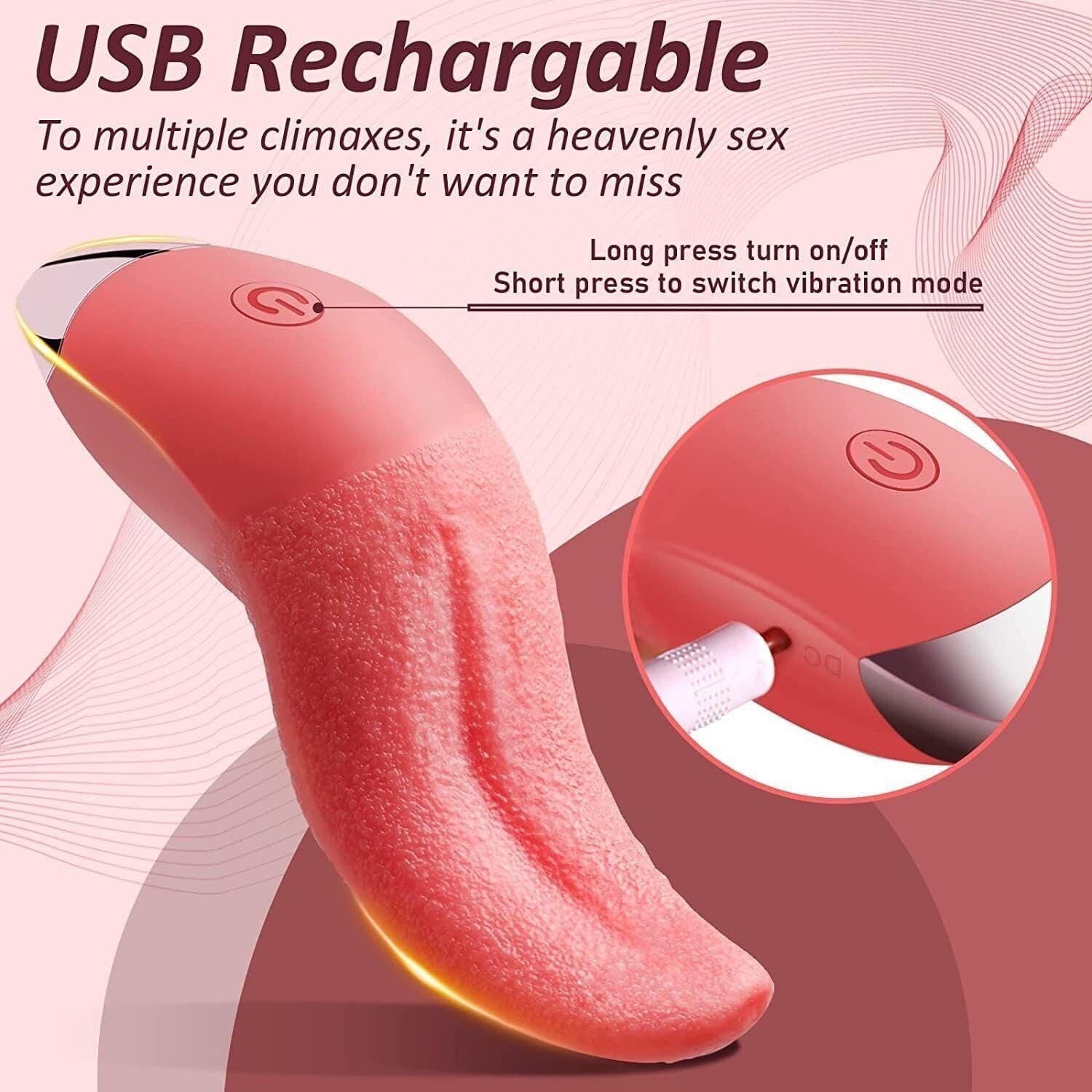 Tongue Shaped Female Realistic Artificial Tongue Licking Vibrator