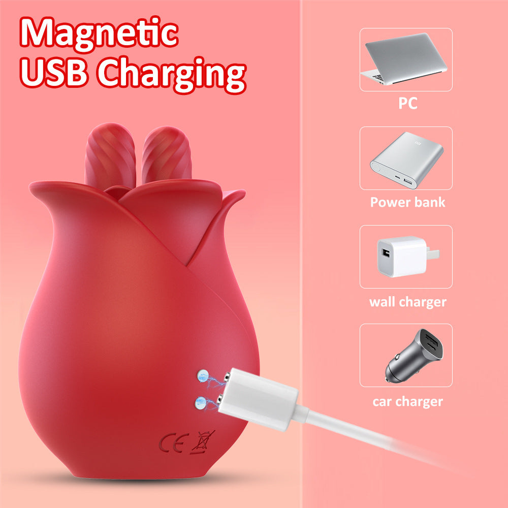 Rose Licking Adult Toys 2 Tongue Vibrators Female Sex Toy