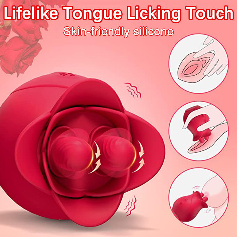 Rose Licking Adult Toys 2 Tongue Vibrators Female Sex Toy
