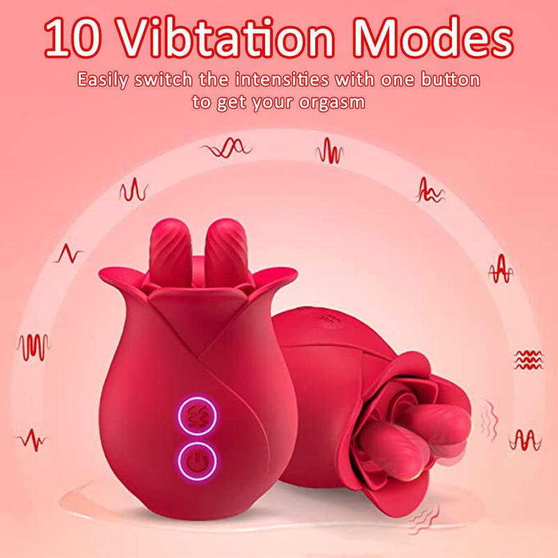 Rose Licking Adult Toys 2 Tongue Vibrators Female Sex Toy