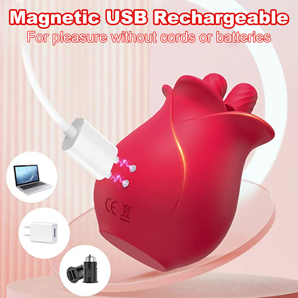 Rose Licking Adult Toys 2 Tongue Vibrators Female Sex Toy