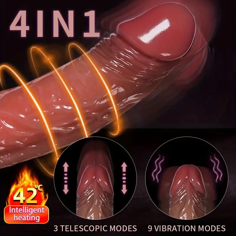 AS-2011 Realistic Rotating silicone Nick Vibrator with Balls and Remote Control