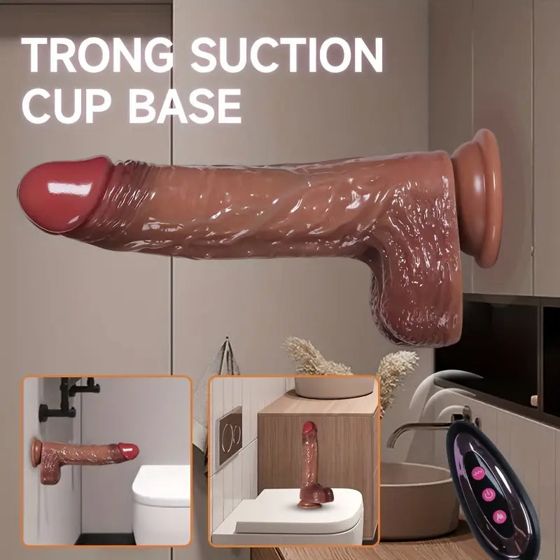 AS-2011 Realistic Rotating silicone Nick Vibrator with Balls and Remote Control