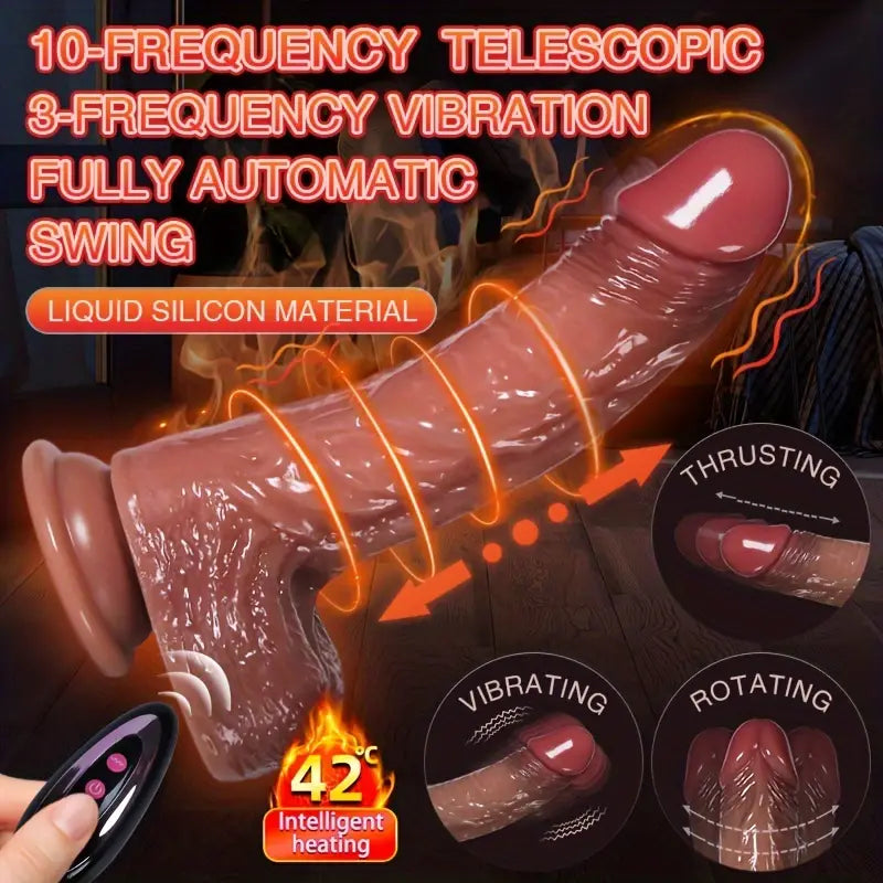 AS-2011 Realistic Rotating silicone Nick Vibrator with Balls and Remote Control