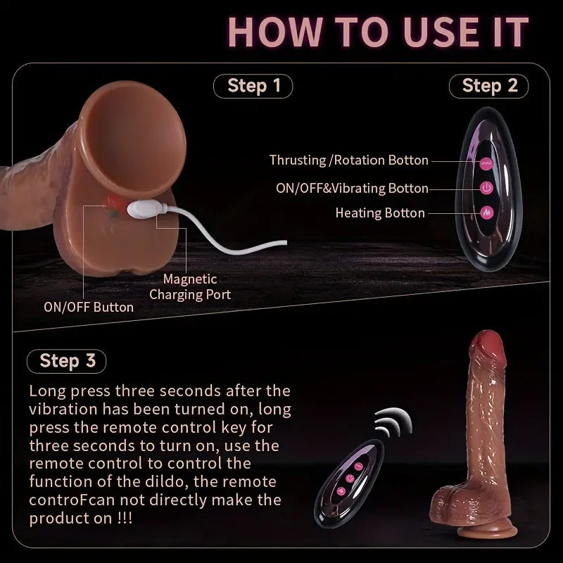 AS-2011 Realistic Rotating silicone Nick Vibrator with Balls and Remote Control