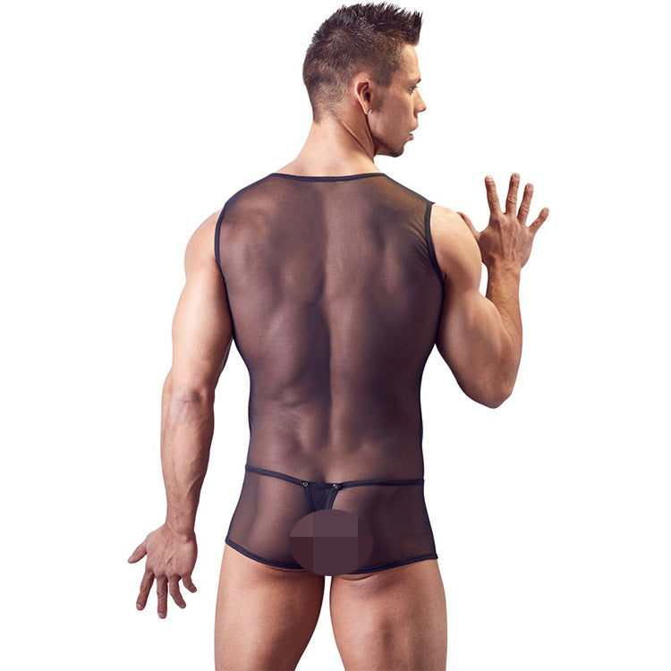 Powerful Mesh Penis Open Sexy Men Vest With Hipster