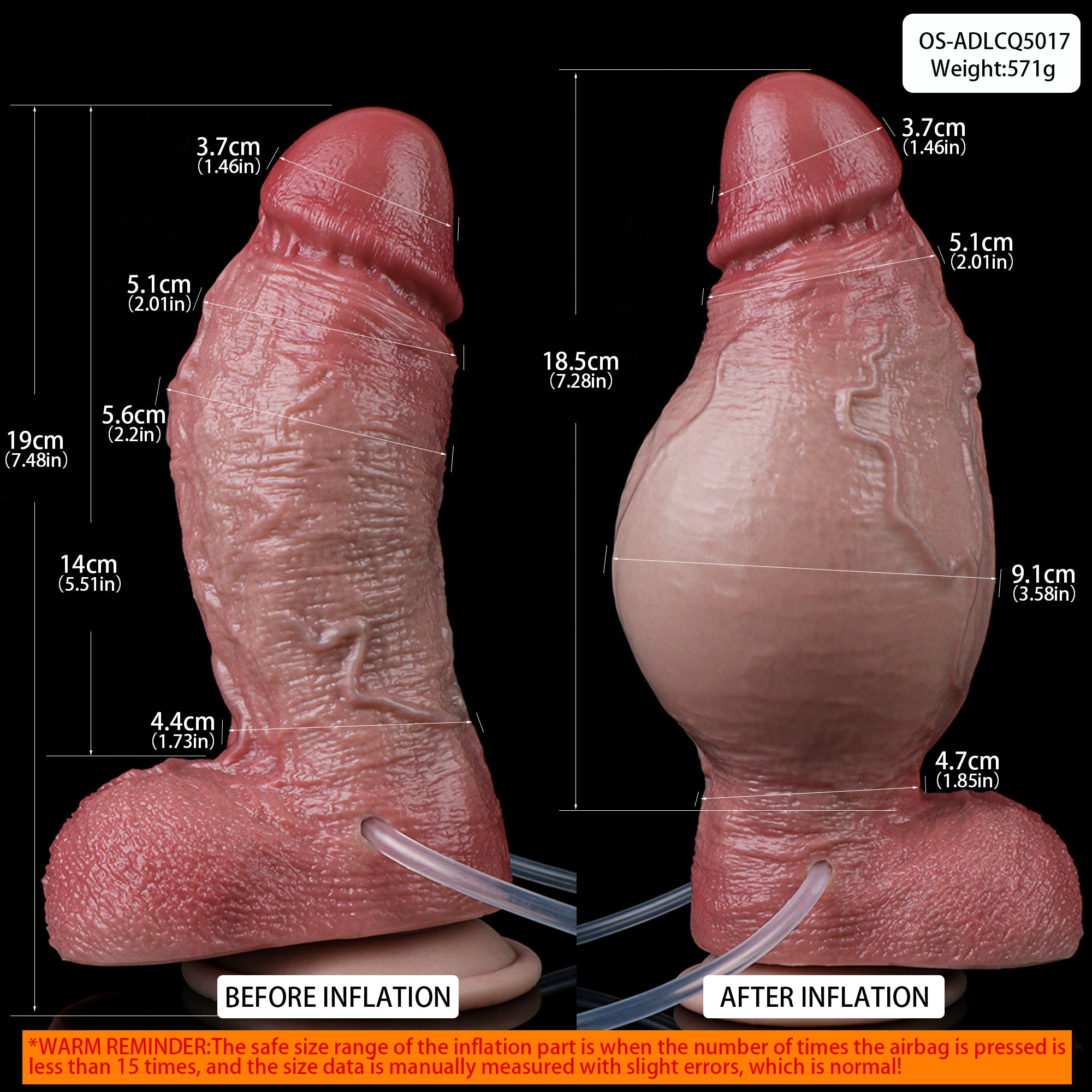 MV-X4862-SQ Squirting Inflatable Realistic 19.5 cm Dildo