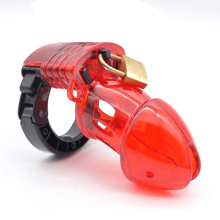 Adjustable Male Cock Cuff Chastity Device - Red - Lovetoys wholesales shop