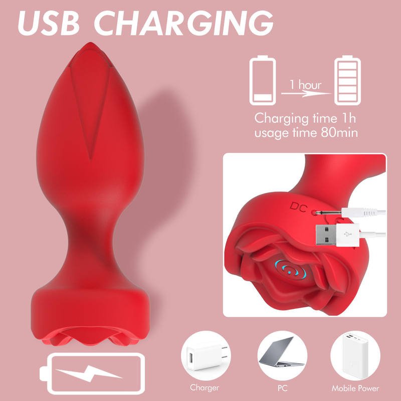 Adult Erotic Rose Rear Anal Plug Prostate Climax Masturbator Vibrator Sex Products - Lovetoys wholesales shop