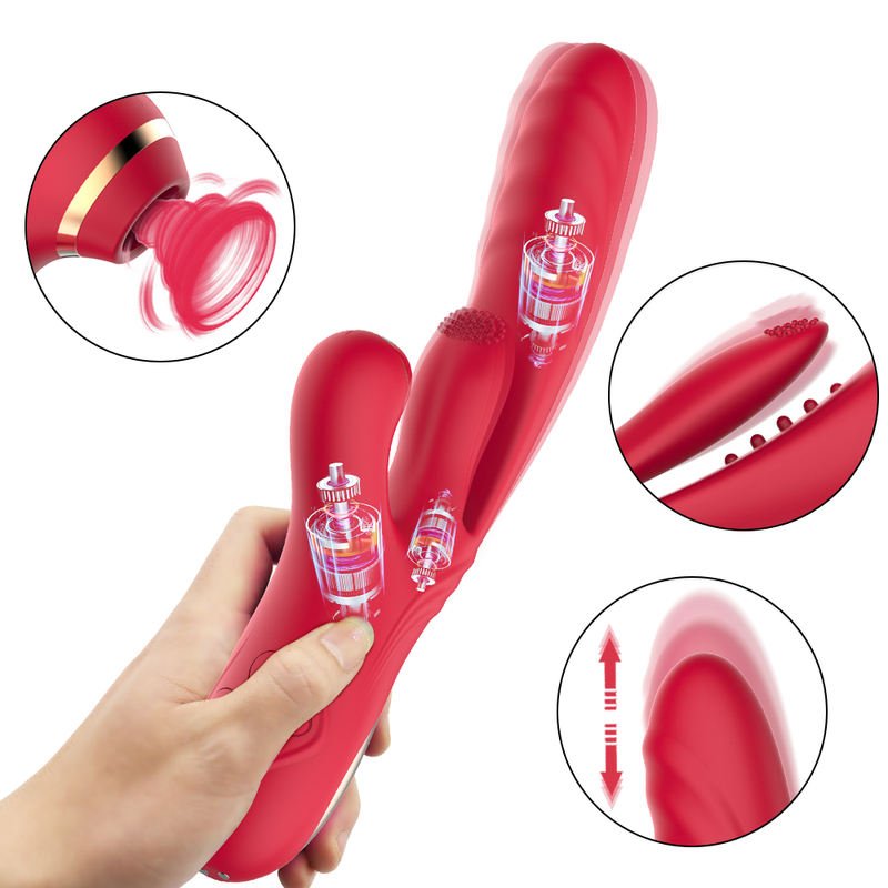 Adult Products 3 in 1 G - spot Telescopic Vibration Tapping Sucking Vibrators - Lovetoys wholesales shop