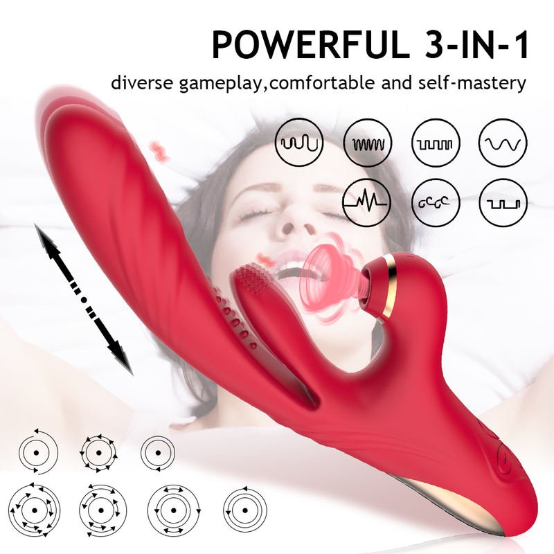 Adult Products 3 in 1 G - spot Telescopic Vibration Tapping Sucking Vibrators - Lovetoys wholesales shop
