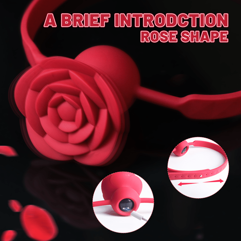 Adult Sex Toy SM Rose Design Mouth Gag Ball Adult Bdsm Bondage Vibrator - Lovetoys wholesales shop