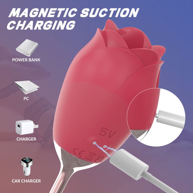 Adult Sexy Toys Silicone Rose Vibrator Tongue Clitoris Stimulate Sex Rose Vibrator - Lovetoys wholesales shop