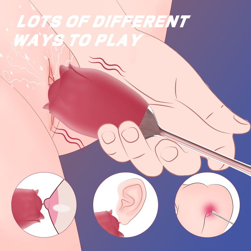 Adult Sexy Toys Silicone Rose Vibrator Tongue Clitoris Stimulate Sex Rose Vibrator - Lovetoys wholesales shop