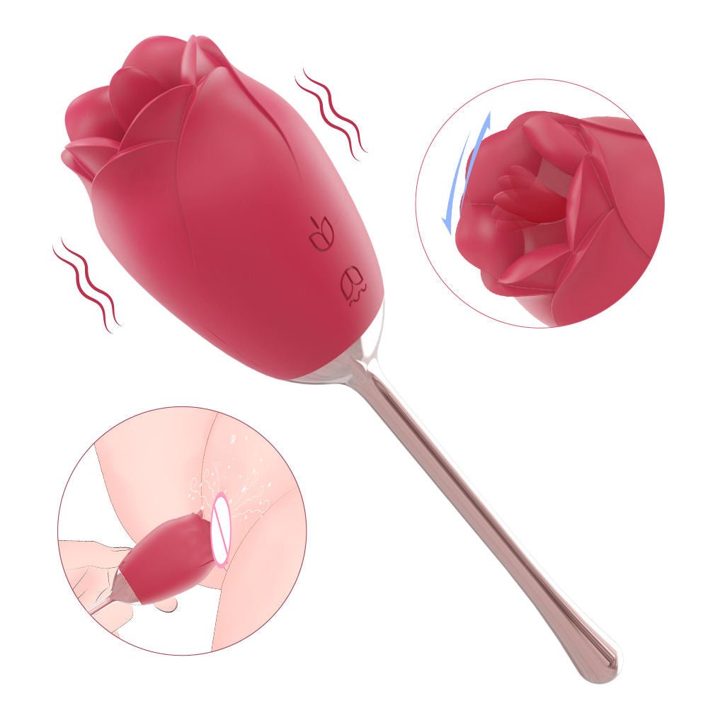 Adult Sexy Toys Silicone Rose Vibrator Tongue Clitoris Stimulate Sex Rose Vibrator - Lovetoys wholesales shop