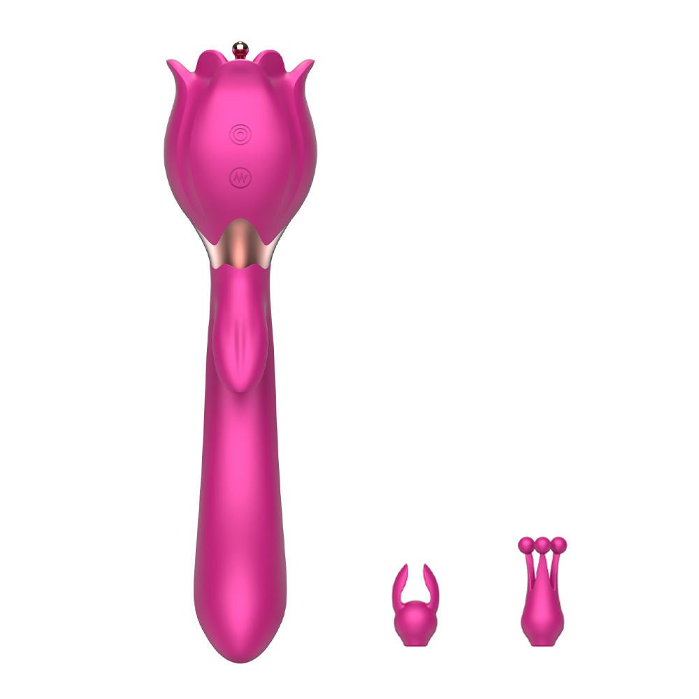 Adult Women Red Rose Shaped Sex Toy Pink Flower Vibrator - Lovetoys wholesales shop