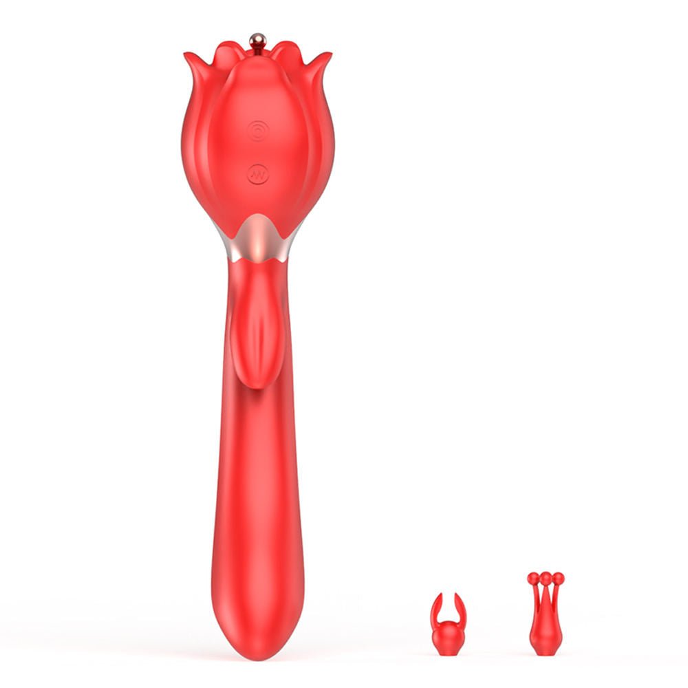 Adult Women Red Rose Shaped Sex Toy Pink Flower Vibrator - Lovetoys wholesales shop