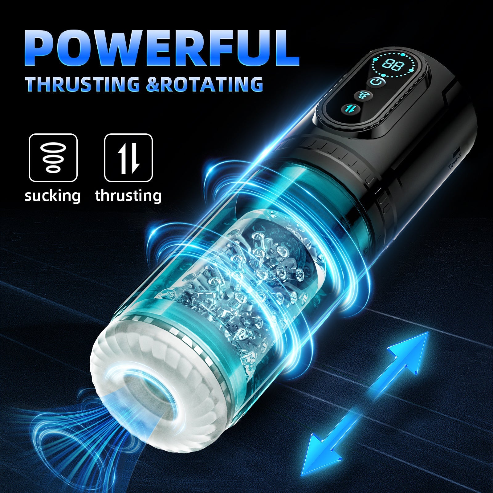 AS - 2088 Airplane cup telescopic rotating sucking male masturbator - Lovetoys wholesales shop