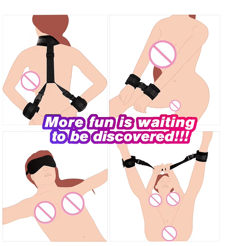 BDSM Sexy Handcuffs for Sex Play Soft and Blindfolds Collar Woman Neck to Wrist - Lovetoys wholesales shop