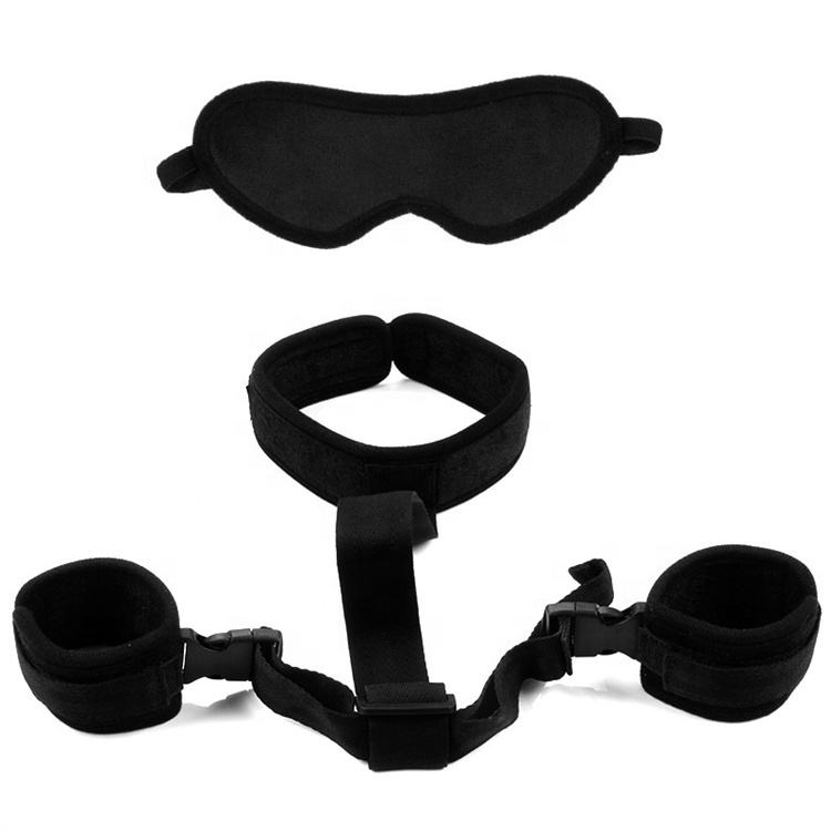 BDSM Sexy Handcuffs for Sex Play Soft and Blindfolds Collar Woman Neck to Wrist - Lovetoys wholesales shop