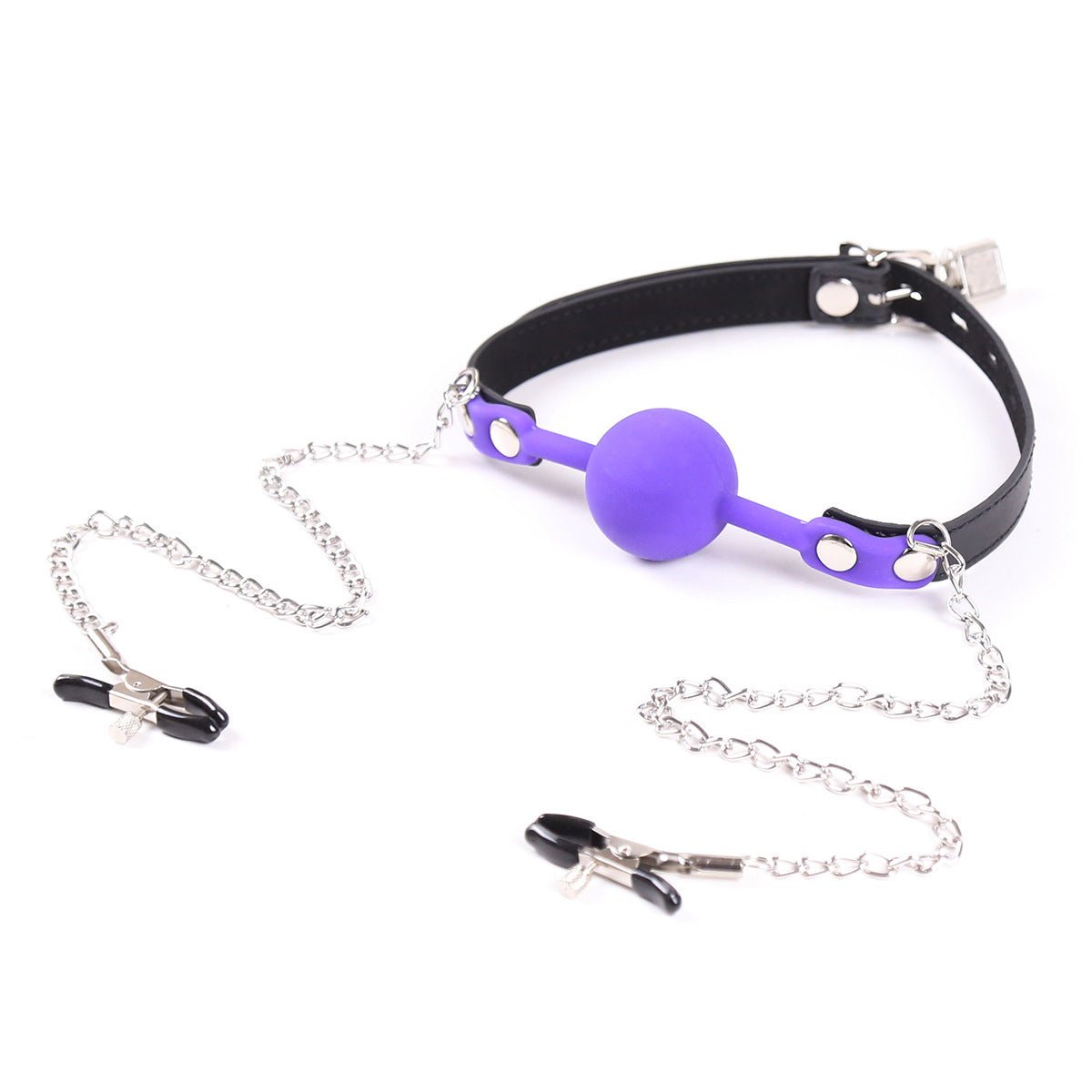 BDSM Silicone Ball Gag With Nipple Clamps - Lovetoys wholesales shop