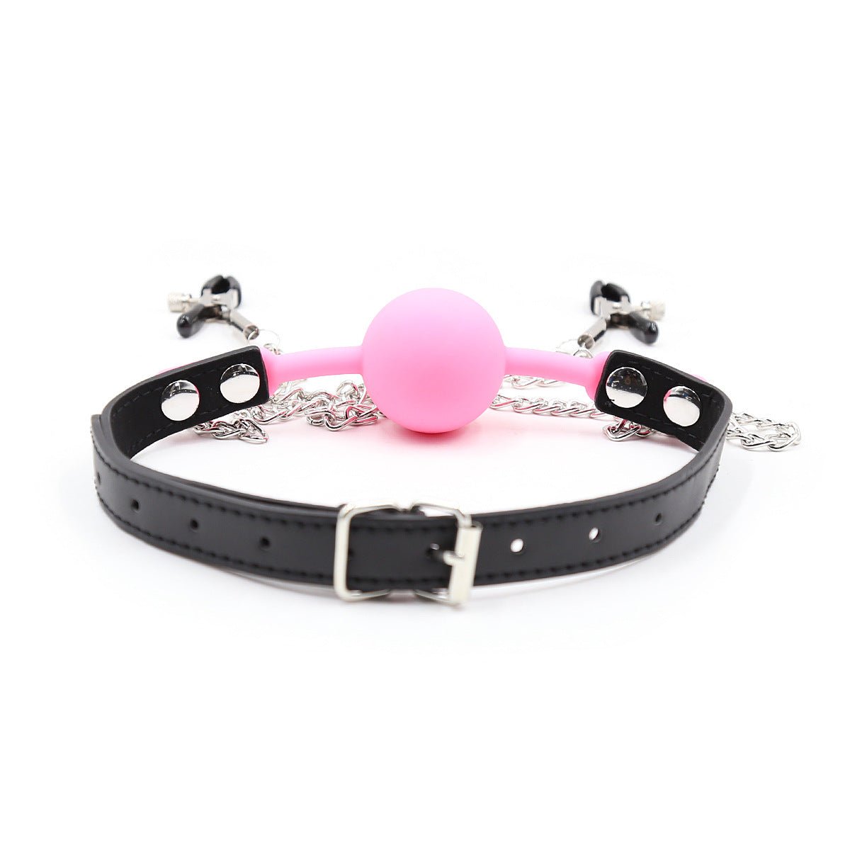 BDSM Silicone Ball Gag With Nipple Clamps - Lovetoys wholesales shop