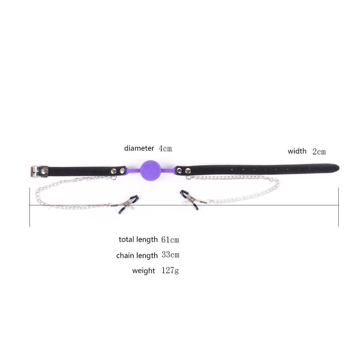 BDSM Silicone Ball Gag With Nipple Clamps - Lovetoys wholesales shop