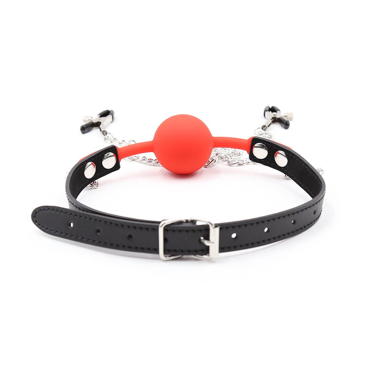 BDSM Silicone Ball Gag With Nipple Clamps - Lovetoys wholesales shop