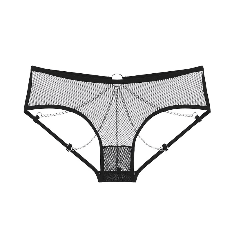 Black Women'S Sexy Temptation Metal Chain Sexy Panties - Lovetoys wholesales shop