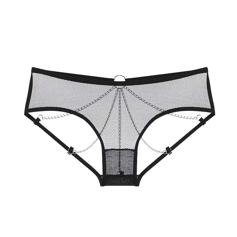 Black Women'S Sexy Temptation Metal Chain Sexy Panties - Lovetoys wholesales shop