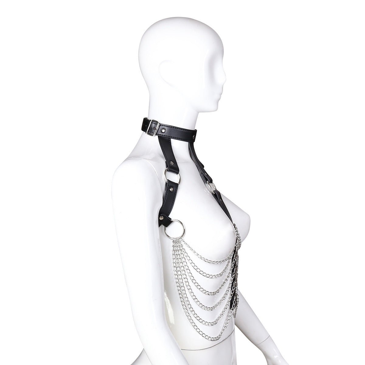 Body Chain Black Leather Bra Caged Harness - Lovetoys wholesales shop
