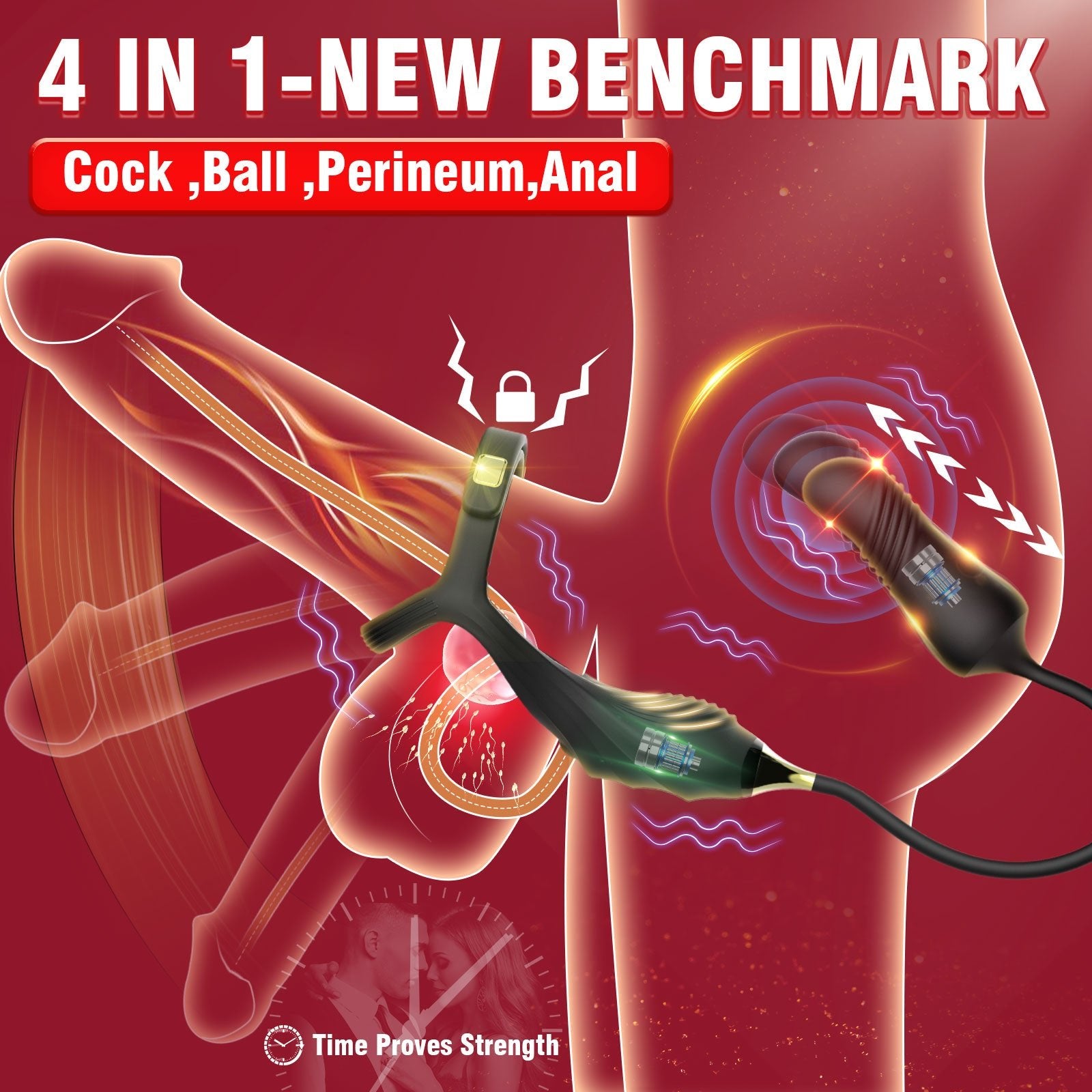 Buckle Cock Ring With Thrusting Butt Plug - Lovetoys wholesales shop